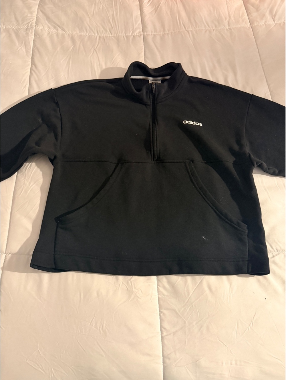 adidas Black Half Zip Pullover Sweatshirt with Front Pocket